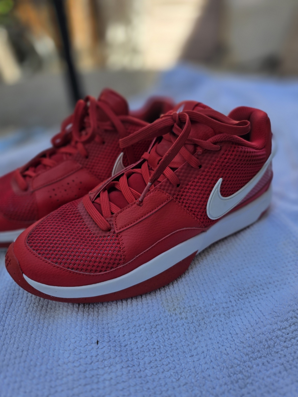 Nike Ja Morant 1 Men's Red Athletic Sneakers with White Accents - Picture 2 of 10